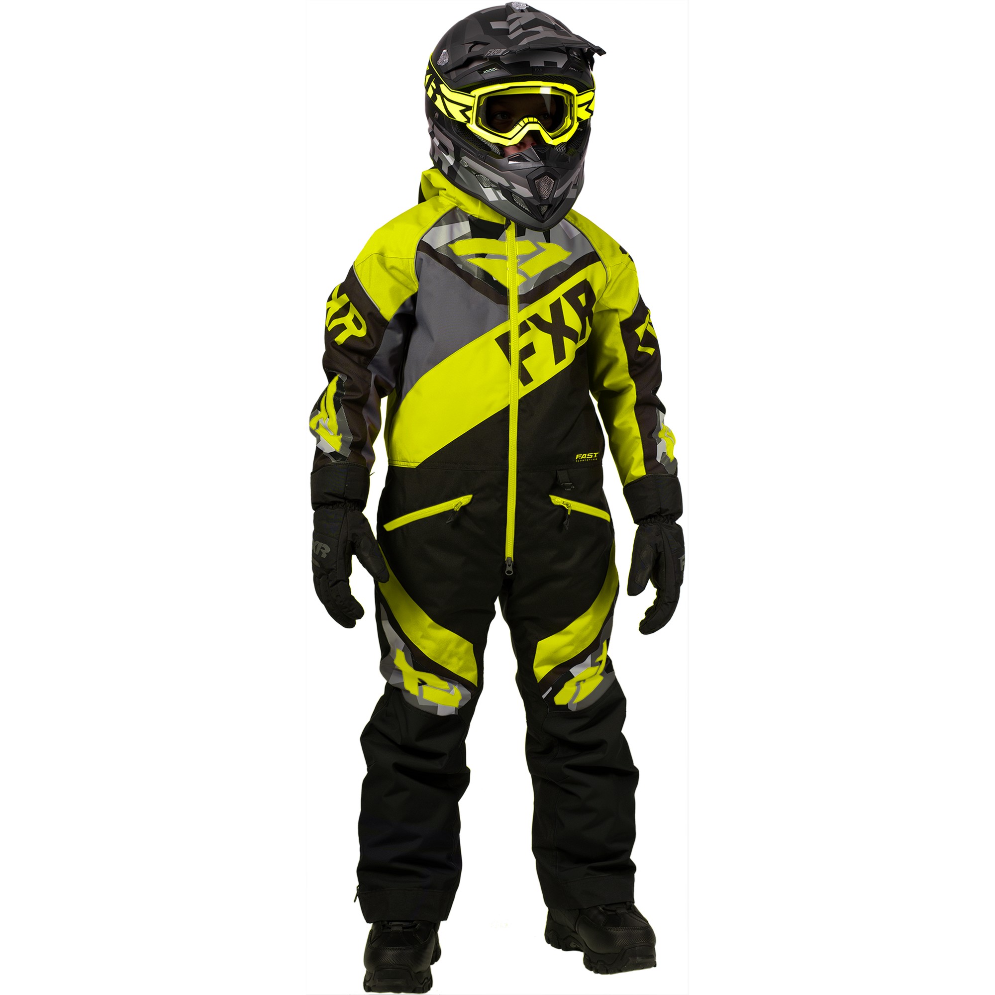FXR Fuel Kids Snow Monosuit Black/Charcoal Camo/Hi-Vis | eBay